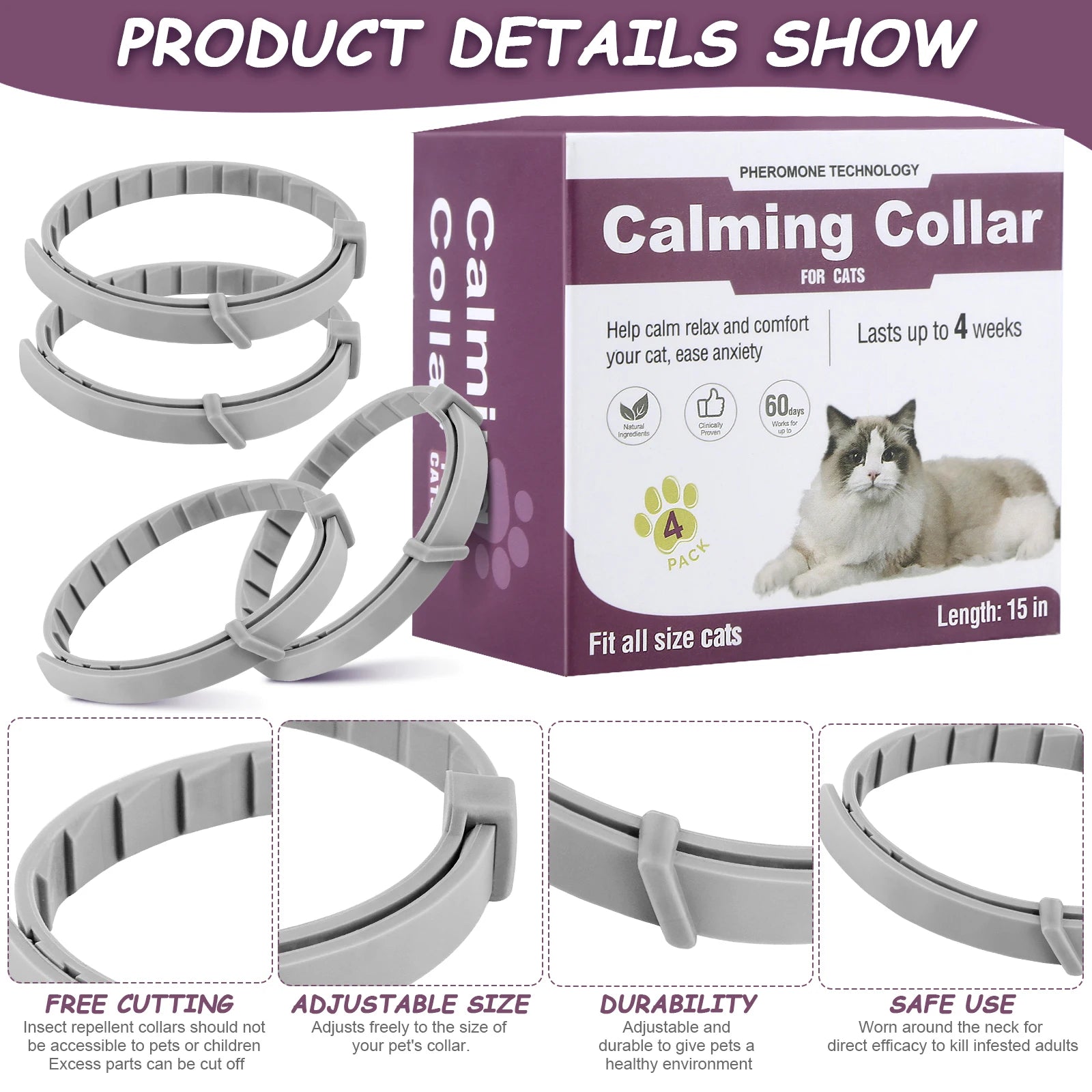 Woodward – Calming Pheromone Collar – lifestyle on cats