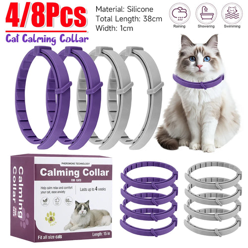 Woodward – Calming Pheromone Collar for Cats & Dogs – 4/8 pack, silicone, waterproof
